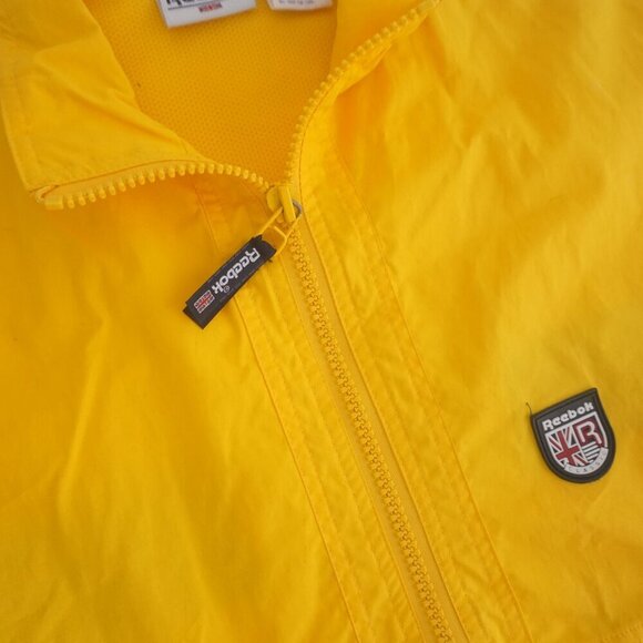 Vintage '90S Reebok British Edition Yellow Navy Half Zip Windbreaker Jacket S - Picture 9 of 10